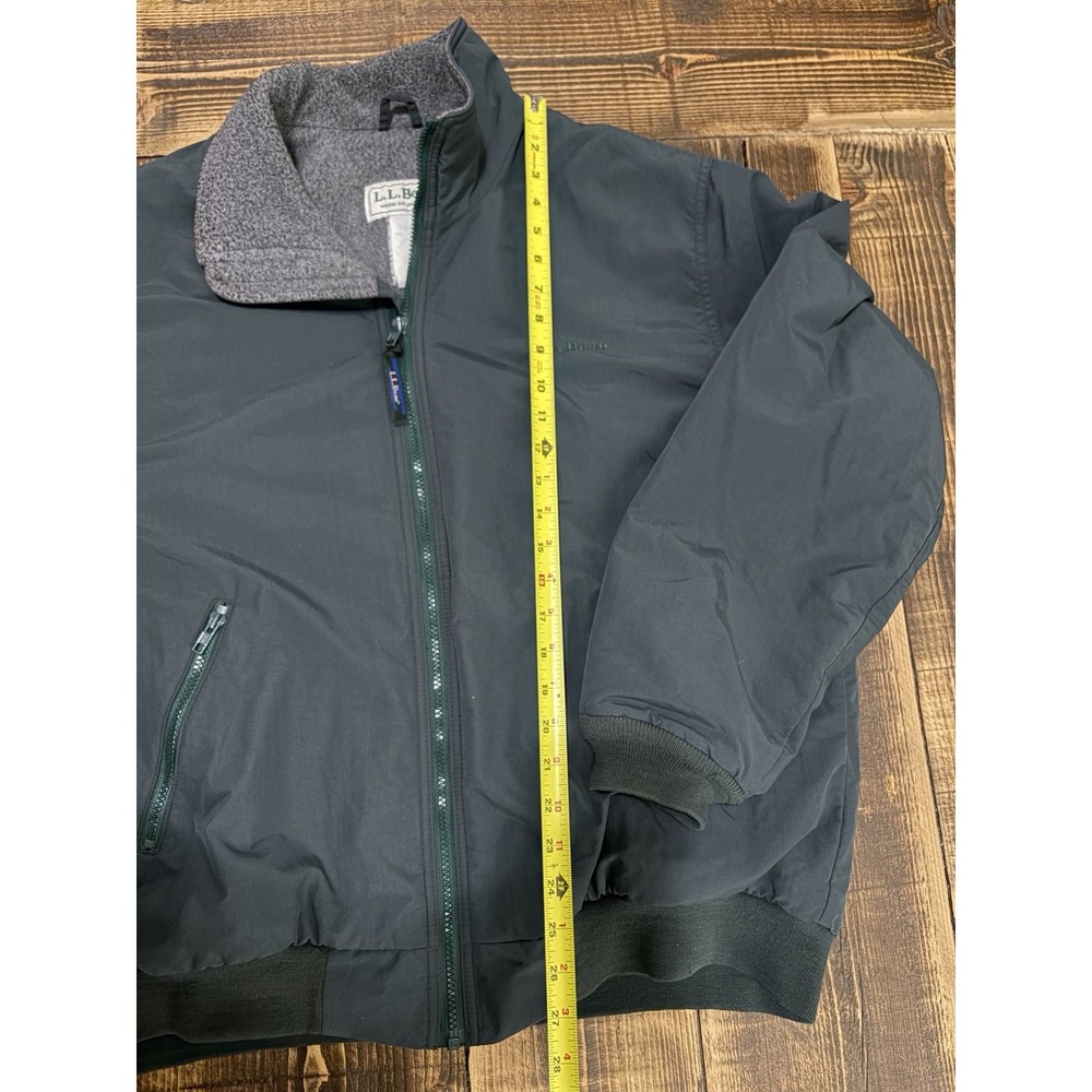 Vintage L.L.Bean Warm-Up Jacket Fleece Lined Full Zip Green Bomber Coat 25x28 - Picture 10 of 11